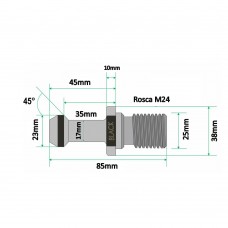 Pino de Fixação Para Cones BT50 x 45 Graus (Tirante / Chupeta) 