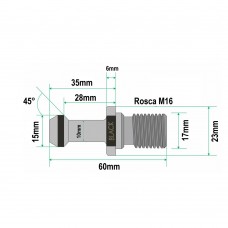 Pino de Fixação Para Cones BT40 x 45 Graus (Tirante / Chupeta) 